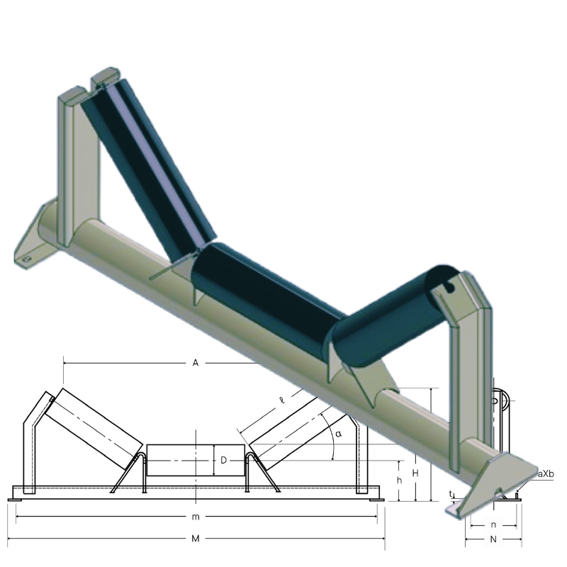 Giá đỡ con lăn cho hệ thống vận chuyển vật liệu rời